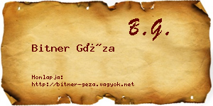 Bitner Géza névjegykártya